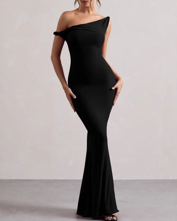 Robe longue moulante asymétrique