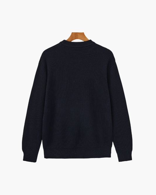 Pull col rond en maille côtelée