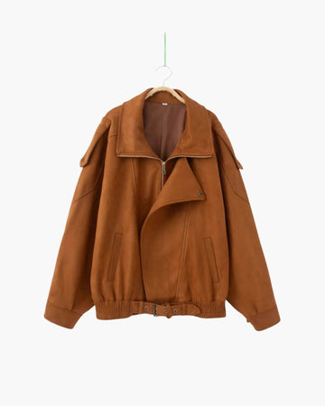 Veste drapée vintage en daim