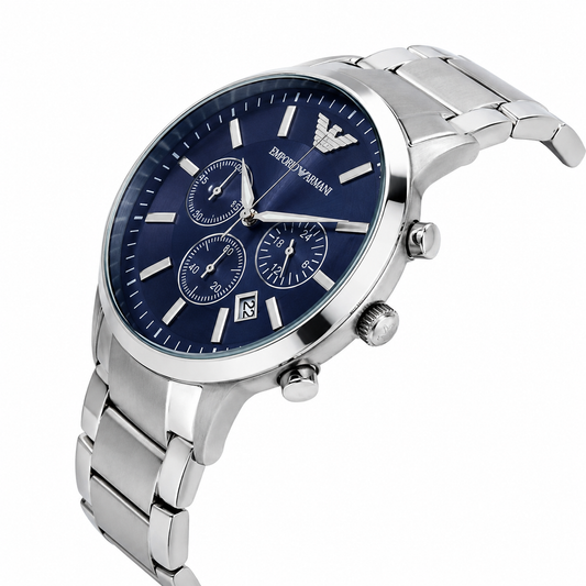 Montre chronographe EA en acier inoxydable – Cadran bleu