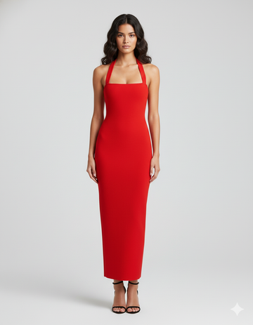 Robe longue ajustée dos nu
