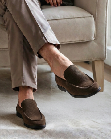 Mocassins premium en daim - semelles noires